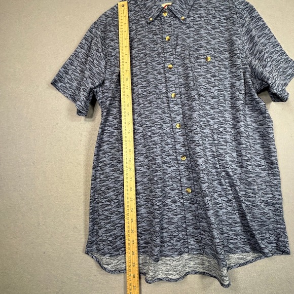 Field & Forest Mens Button Down Shirt XL Blue Bayside Stretch Outdoor Fish Print - Picture 7 of 7